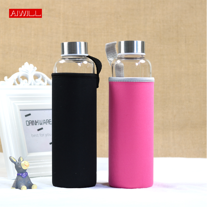 Aiwill-保護バッグ付きスポーツグラスボトル,280ml - Outdoor Sport Glass Water Bottle のレビューと価格